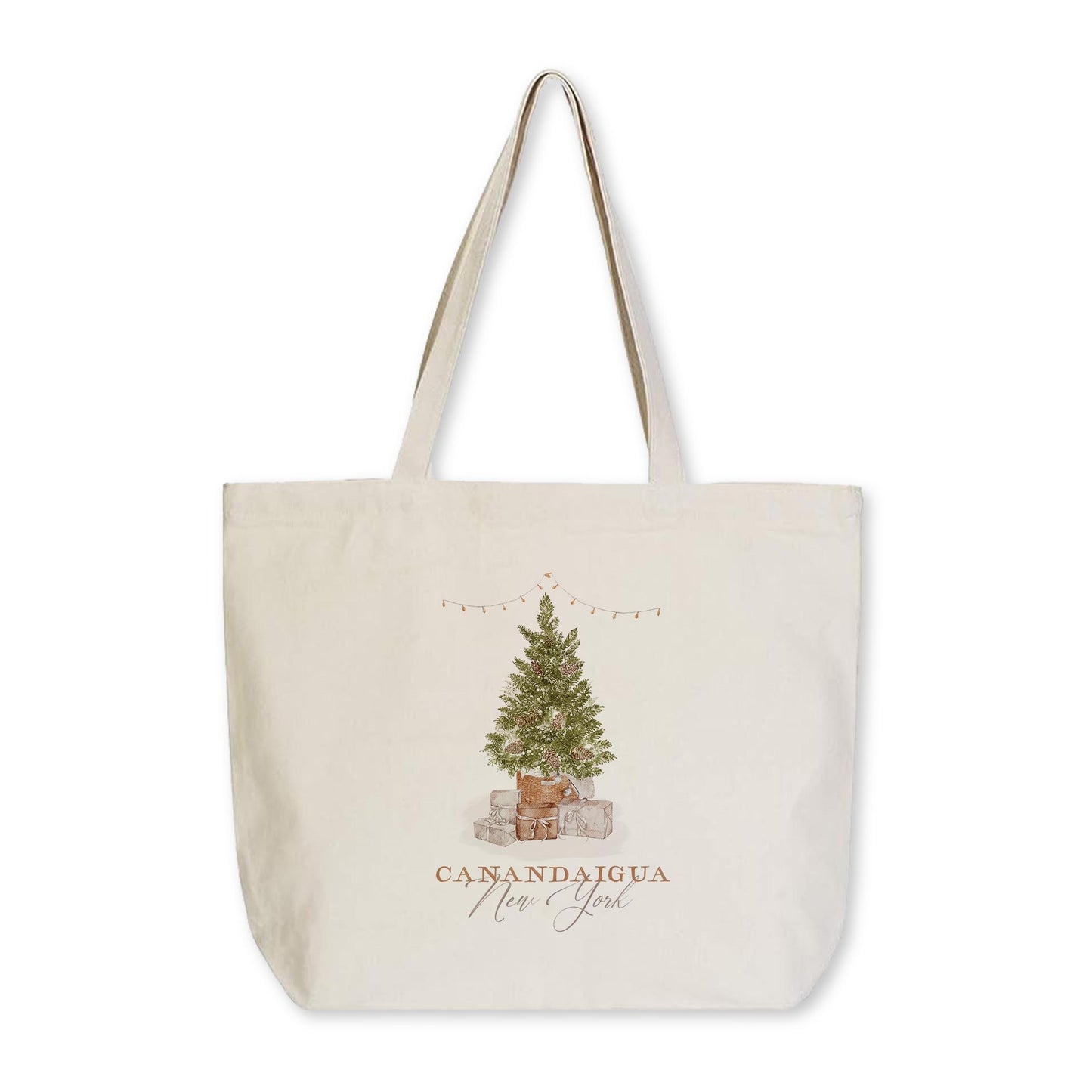 Tote Bag Natural Canvas-Cottage Tree Canandaigua New York -0