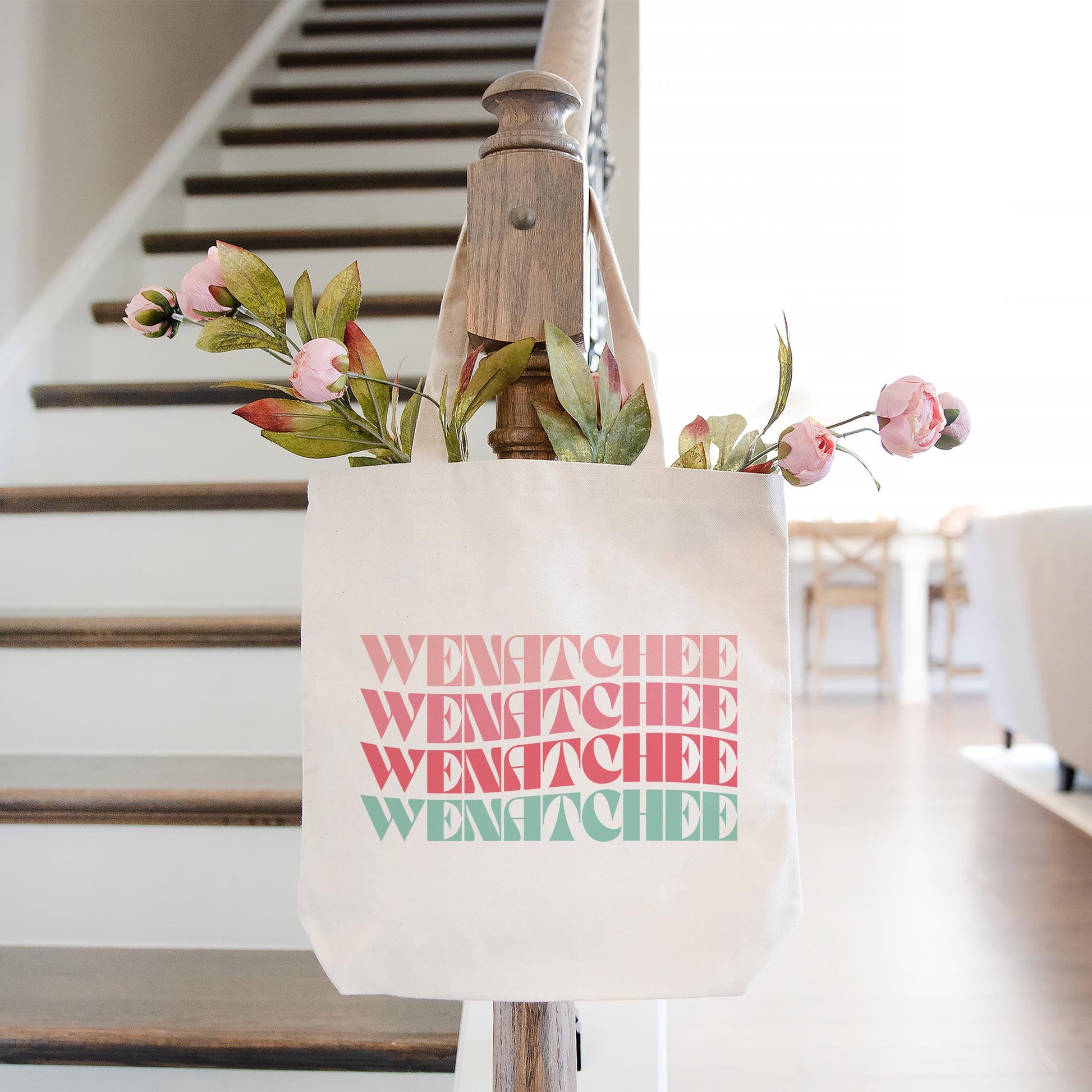 Tote Bag Natural Canvas-Retro Wave Wenatchee Washington -1