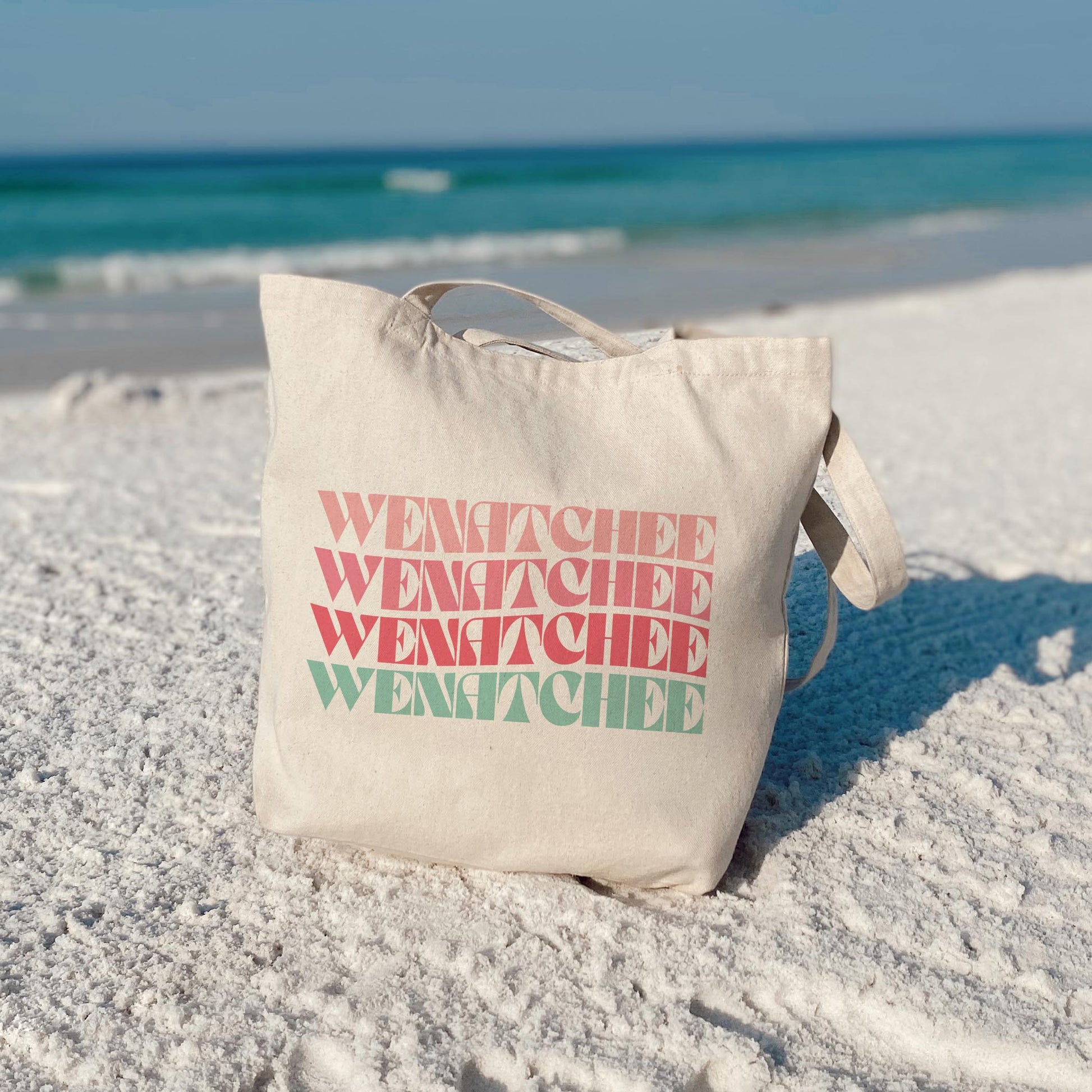 Tote Bag Natural Canvas-Retro Wave Wenatchee Washington -3