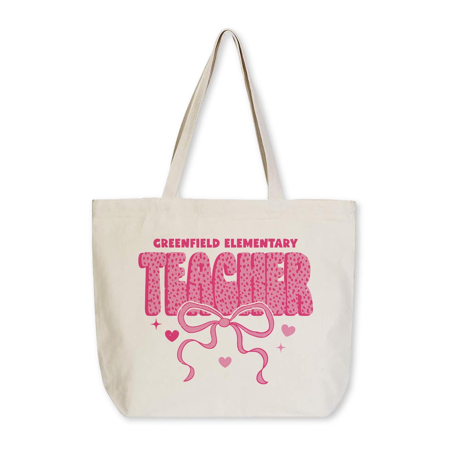 Tote Bag Natural Canvas-Love+Local Classroom Coquette Teacher Bow -0