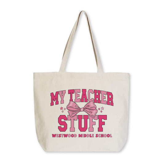 Tote Bag Natural Canvas-Love+Local Classroom Coquette My Teacher Stuff -0