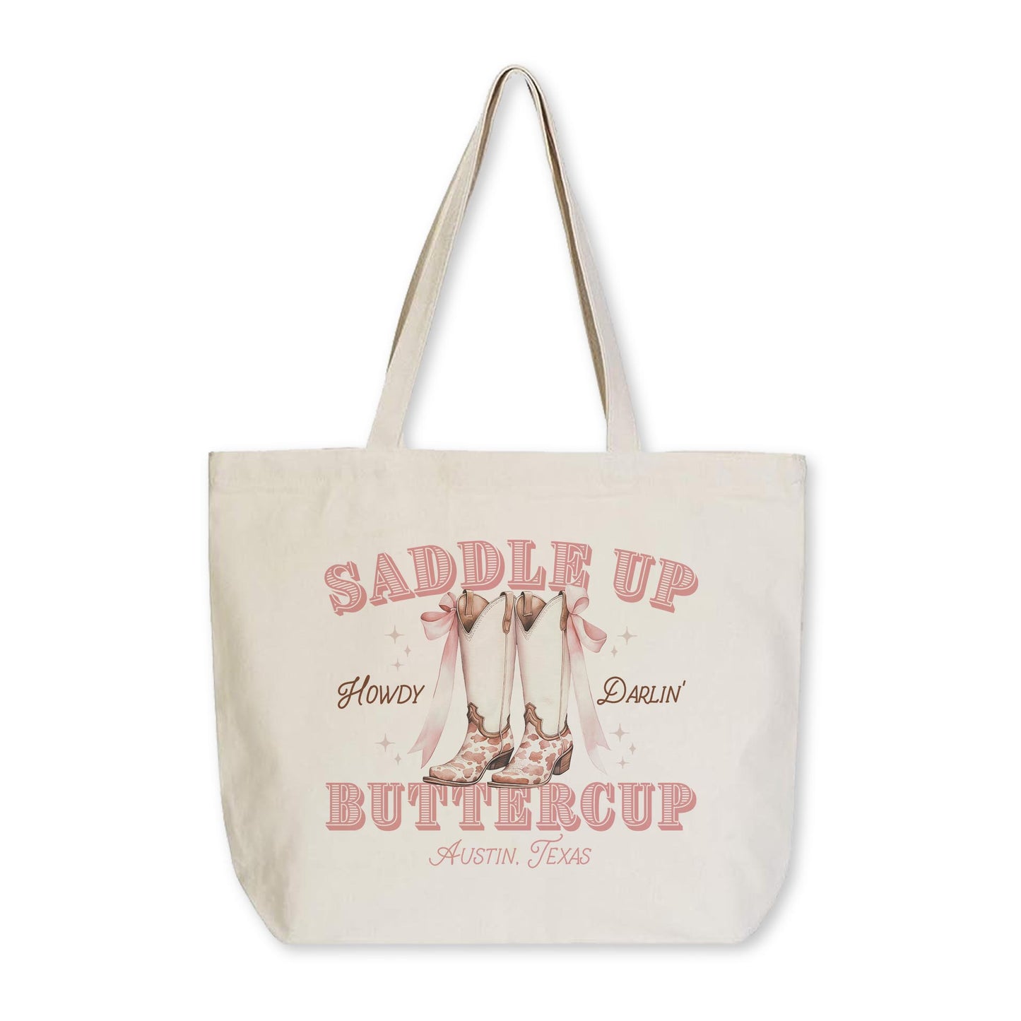 Tote Bag Natural Canvas-Love+Local Coquette Cowgirl Saddle Up -0