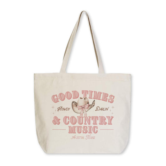Tote Bag Natural Canvas-Love+Local Coquette Cowgirl Good Times -0