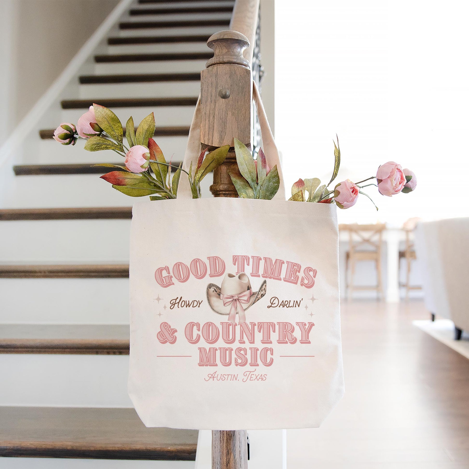 Tote Bag Natural Canvas-Love+Local Coquette Cowgirl Good Times -1
