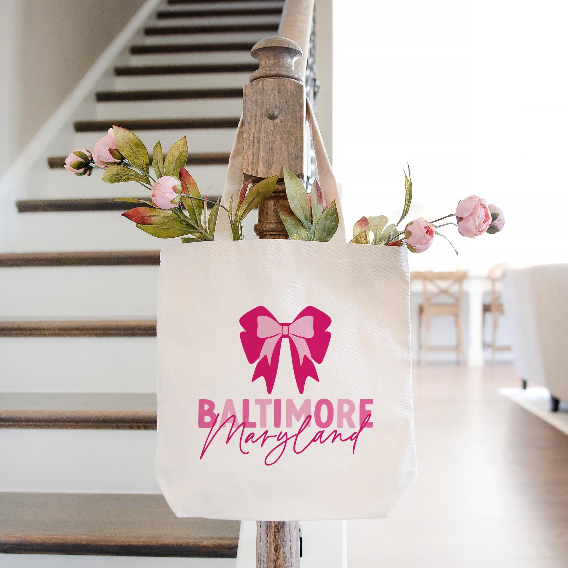 Tote Bag Natural Canvas-Love+Local Bonita Bows -1