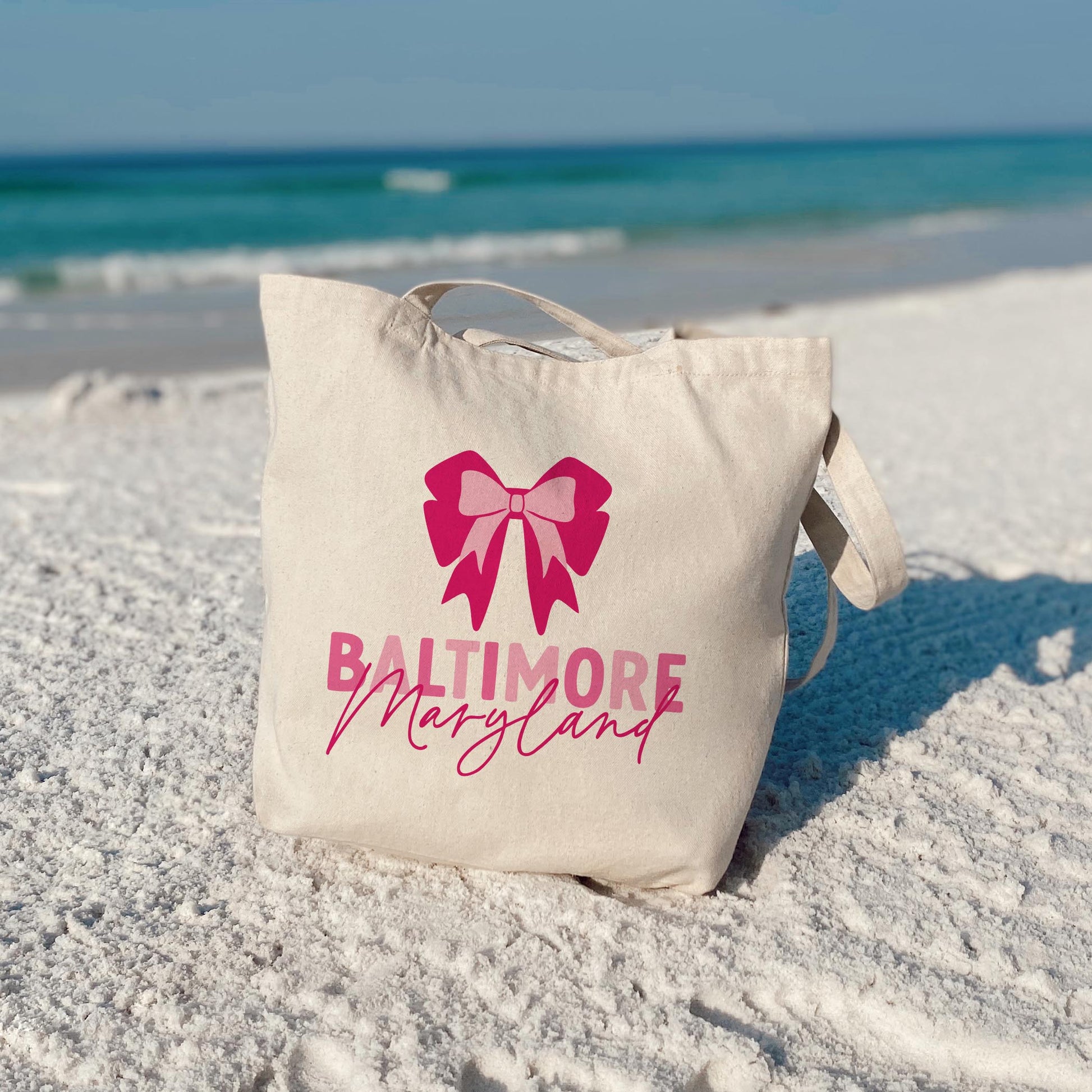 Tote Bag Natural Canvas-Love+Local Bonita Bows -3