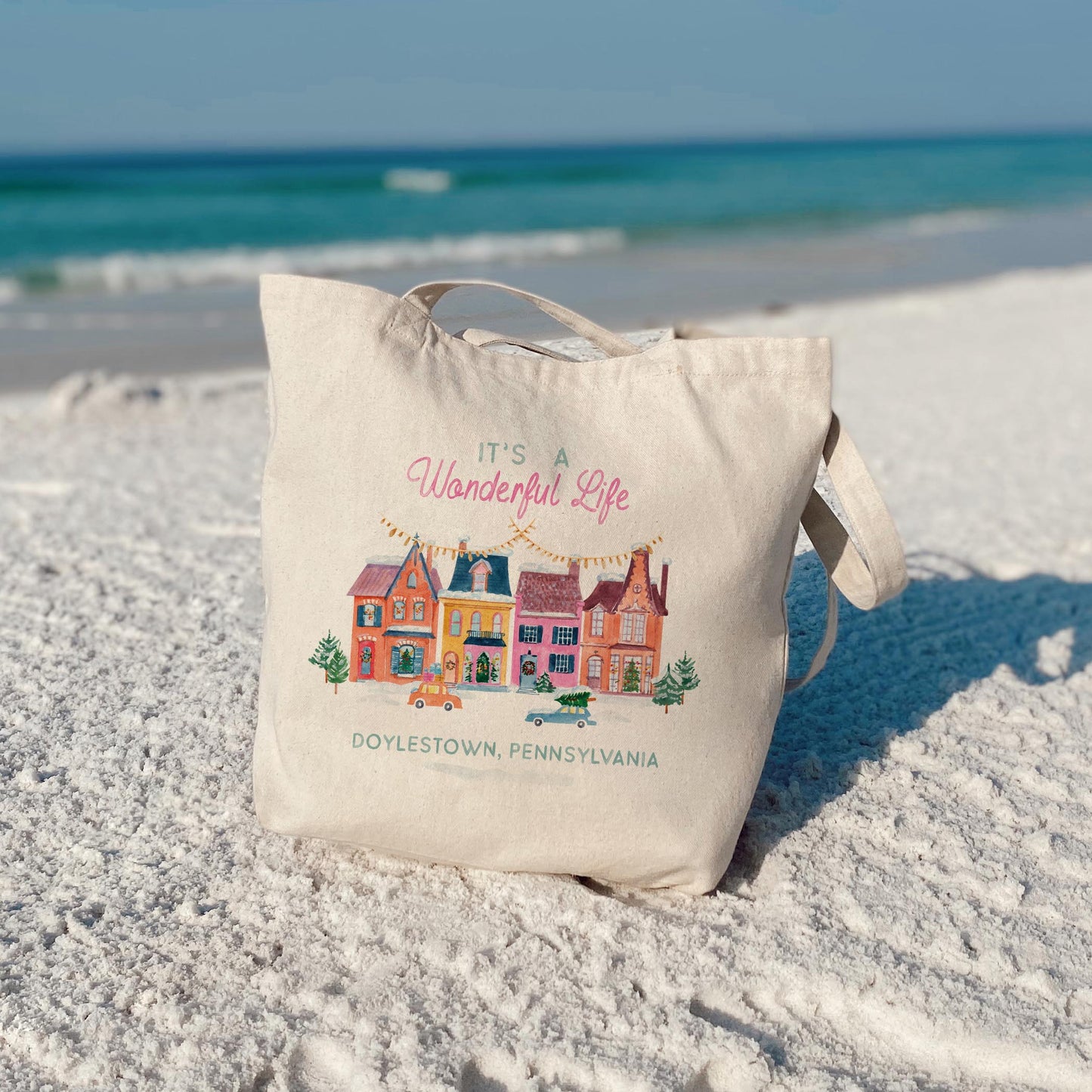 Tote Bag Natural Canvas-It's A Wonderful Life Doylestown Pennsylvania -3