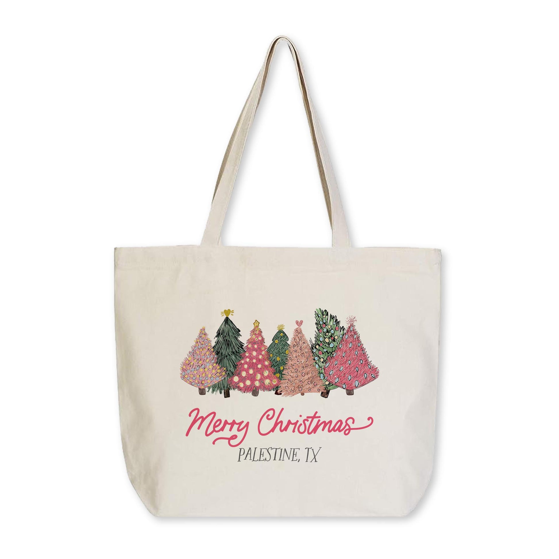 Tote Bag Natural Canvas-Pink Trees Palestine, TX -0