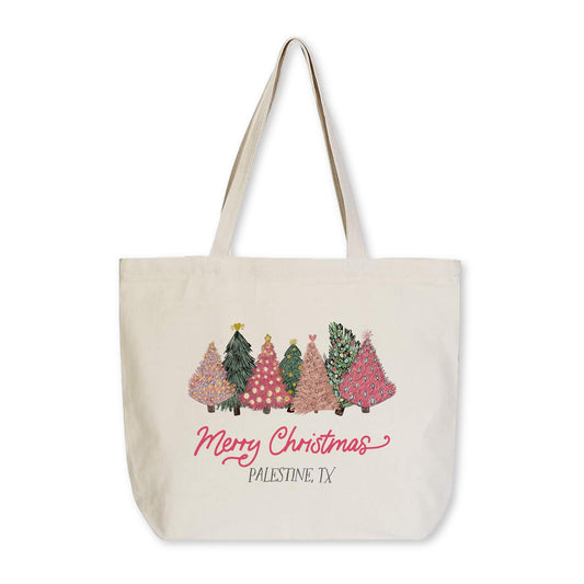 Tote Bag Natural Canvas-Pink Trees Palestine, TX -0