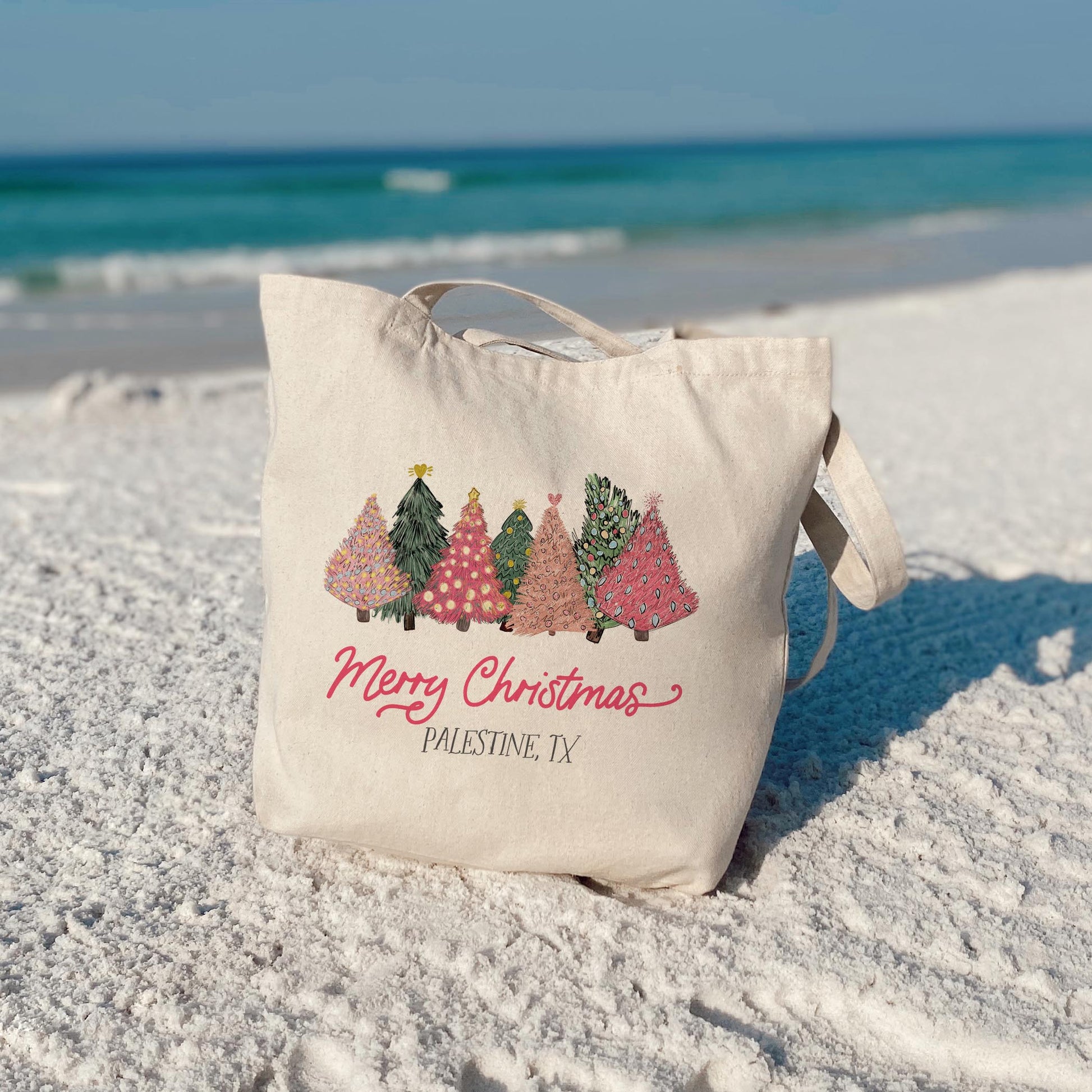 Tote Bag Natural Canvas-Pink Trees Palestine, TX -3