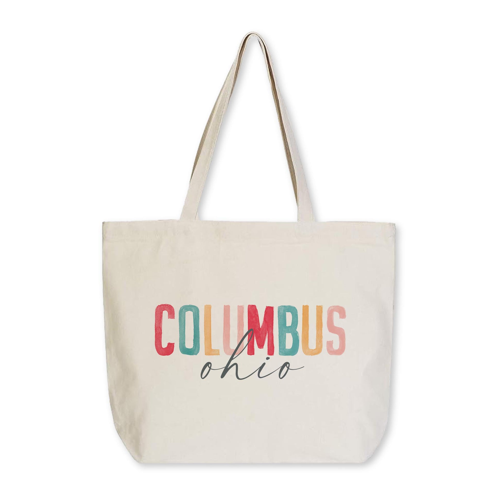 Tote Bag Natural Canvas-Watercolor City Columbus Ohio -0