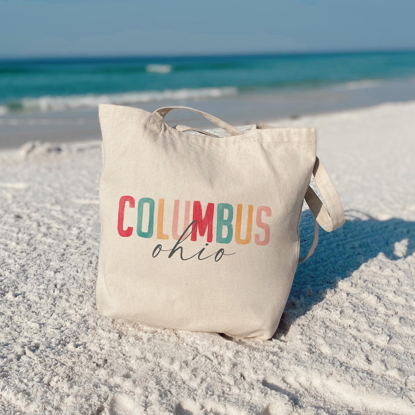 Tote Bag Natural Canvas-Watercolor City Columbus Ohio -3