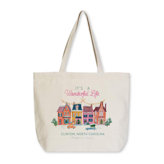 Tote Bag Natural Canvas-It's A Wonderful Life Clinton North Carolina -0