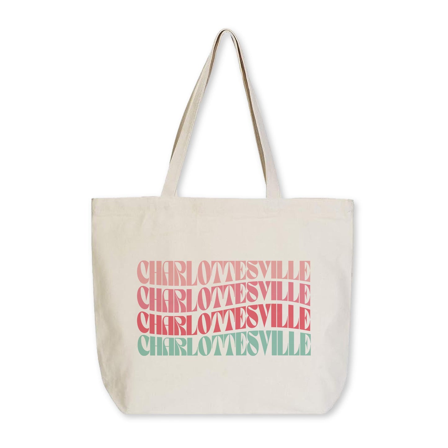 Tote Bag Natural Canvas-Retro Wave Charlottesville Virginia
