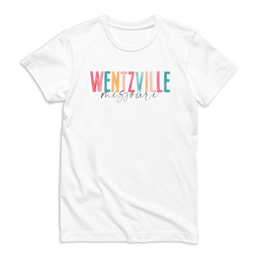 Bella Canvas T-Shirt White-Watercolor City Wentzville Missouri