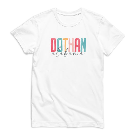 Bella Canvas T-Shirt White-Watercolor City Dothan Alabama