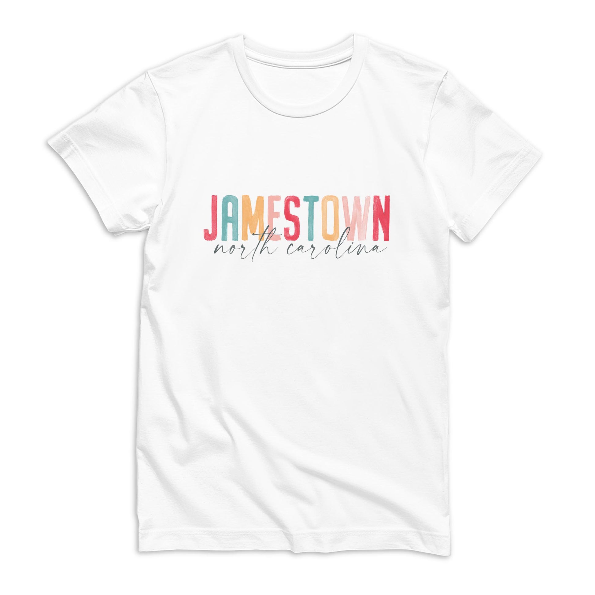 Bella Canvas T-Shirt White-Watercolor City Jamestown North Carolina -0