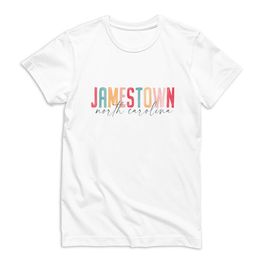Bella Canvas T-Shirt White-Watercolor City Jamestown North Carolina -0
