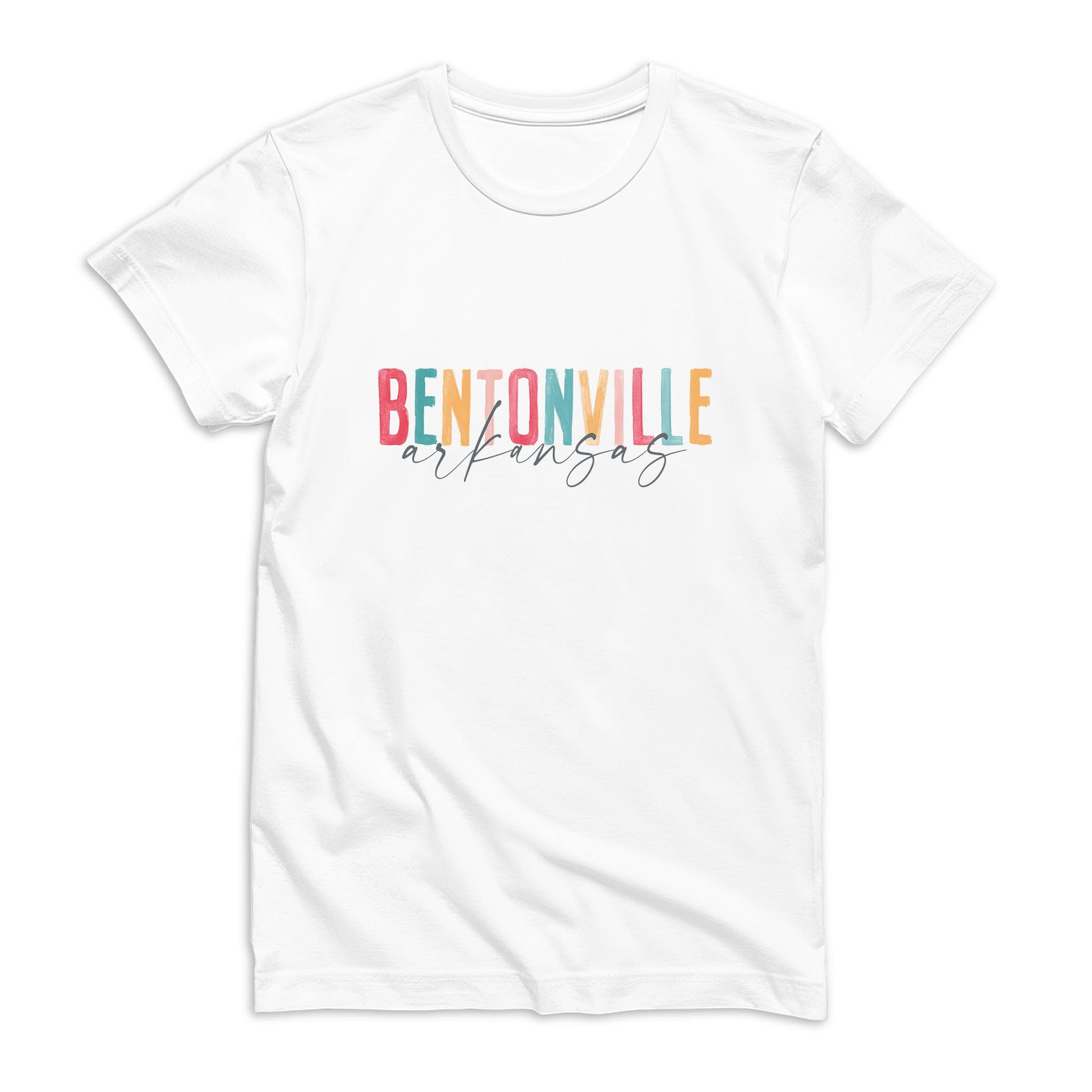 Bella Canvas T-Shirt White-Watercolor City Bentonville Arkansas -0