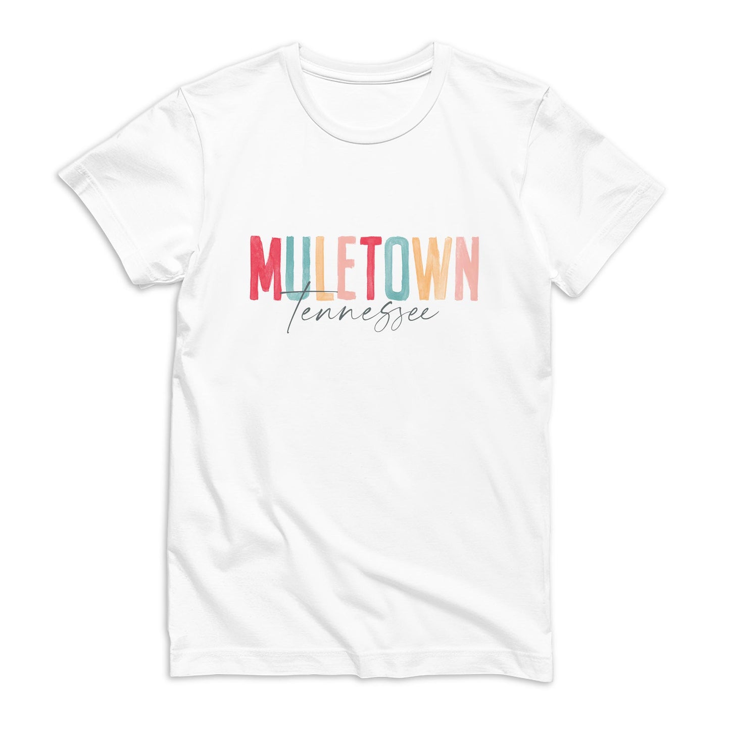Bella Canvas T-Shirt White-Watercolor City Muletown Tennessee -0