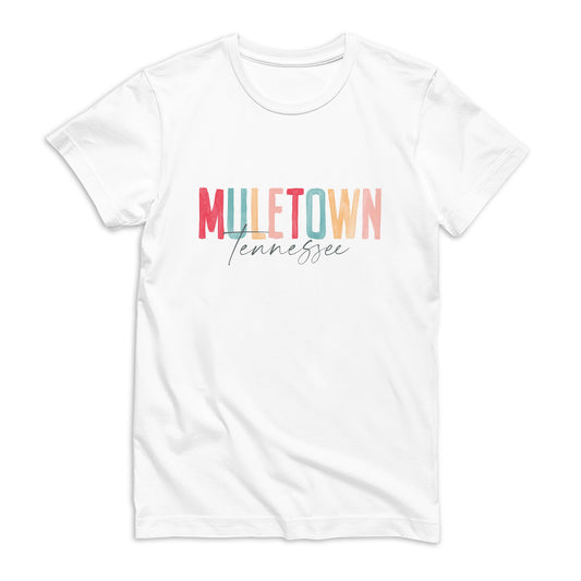 Bella Canvas T-Shirt White-Watercolor City Muletown Tennessee -0