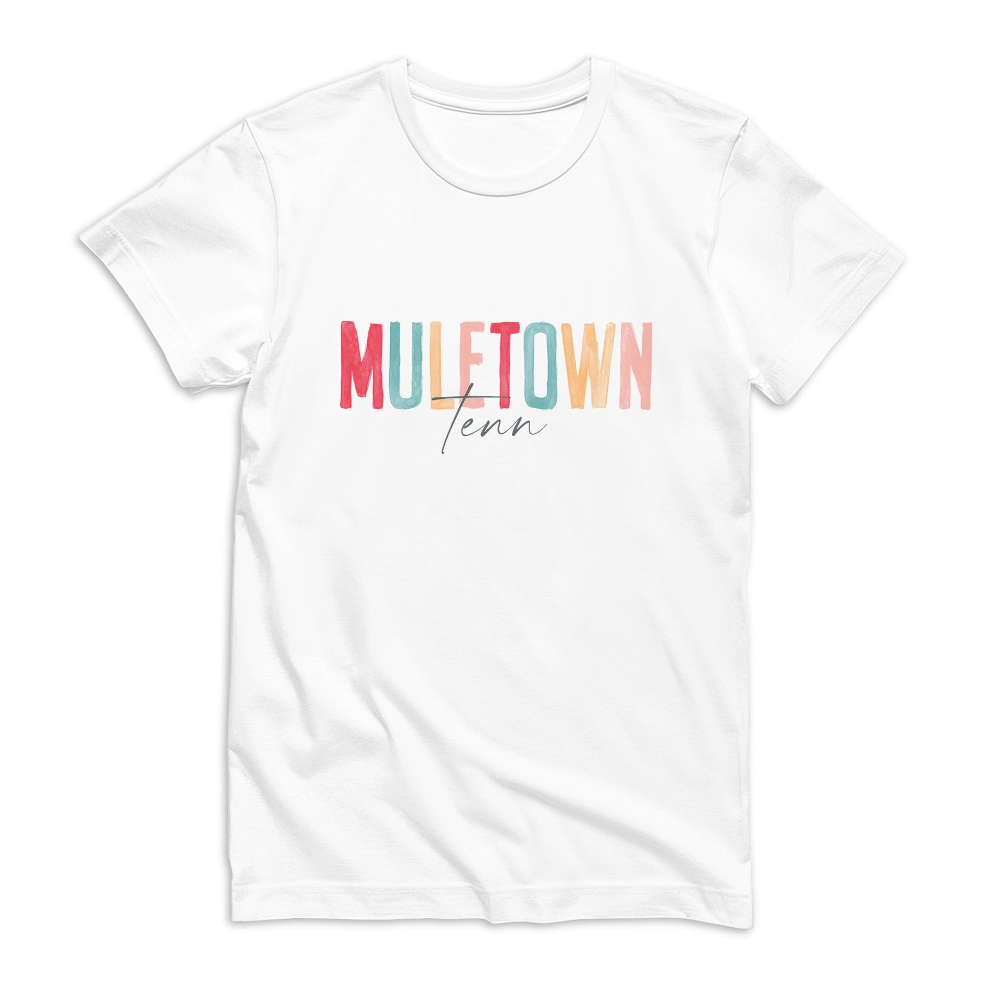 Bella Canvas T-Shirt White-Watercolor City Muletown Tenn -0
