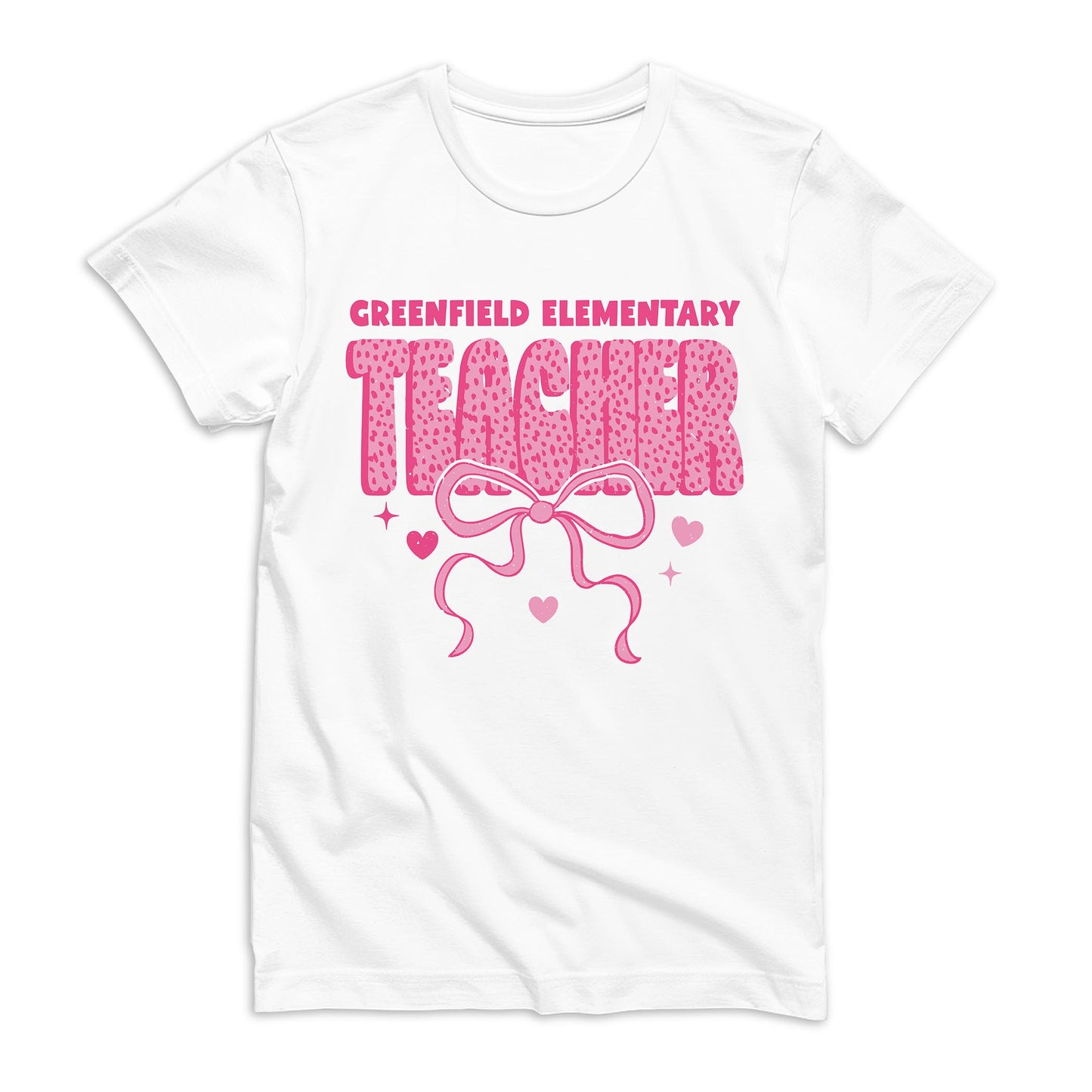 Bella Canvas T-Shirt White-Love+Local Classroom Coquette Teacher Bow -0