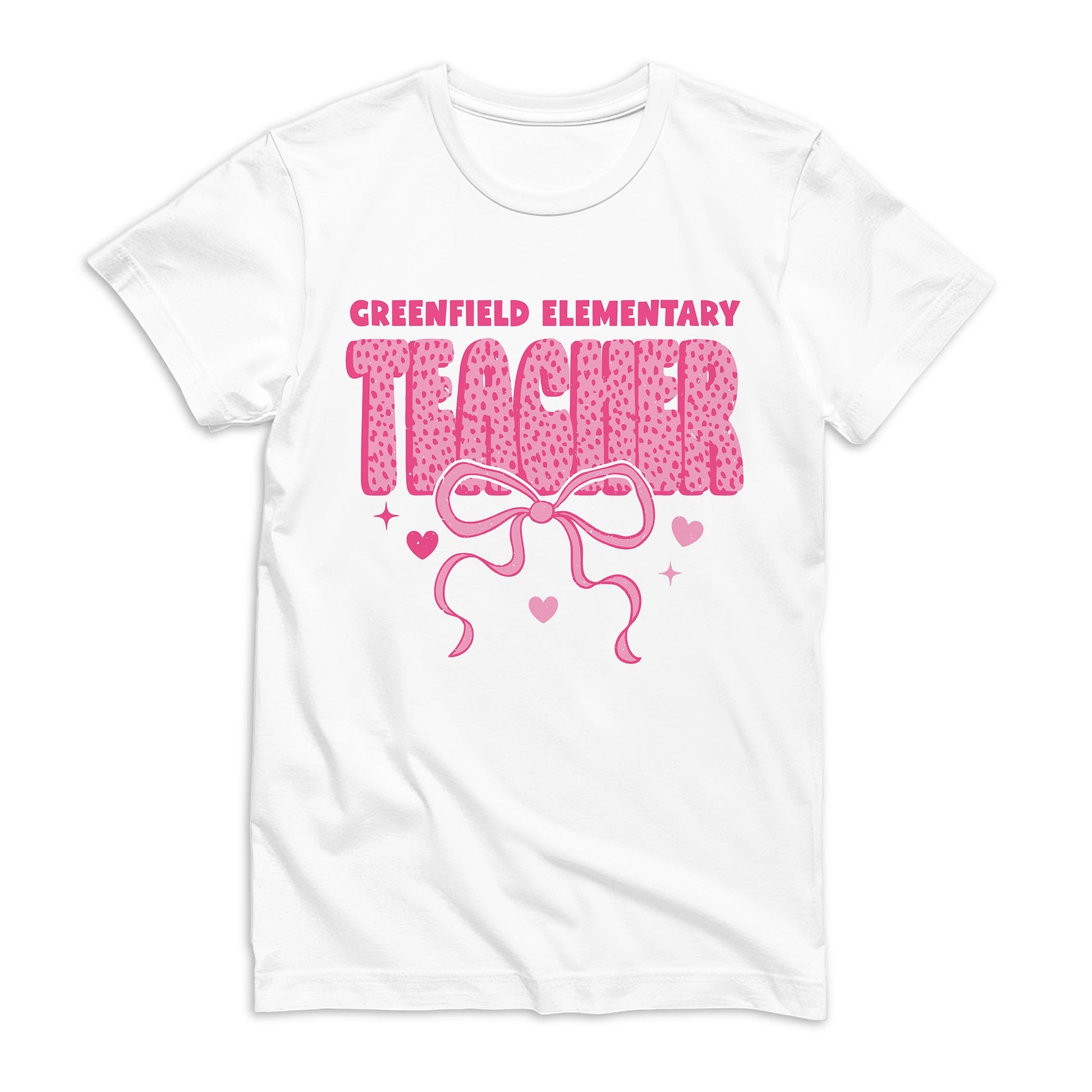 Bella Canvas T-Shirt White-Love+Local Classroom Coquette Teacher Bow -0