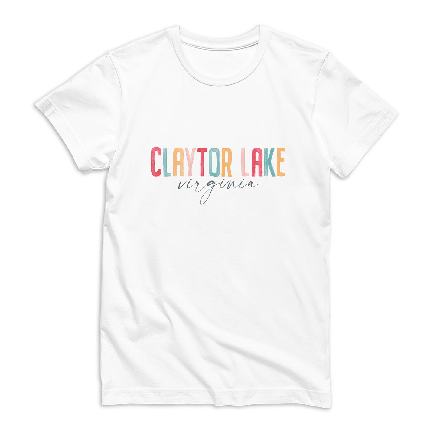 Bella Canvas T-Shirt White-Watercolor City Claytor Lake Virginia -0