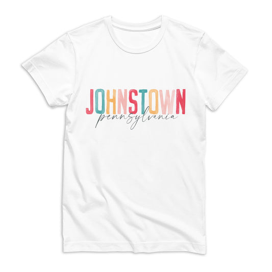 Bella Canvas T-Shirt White-Watercolor City Johnstown Pennsylvania -0