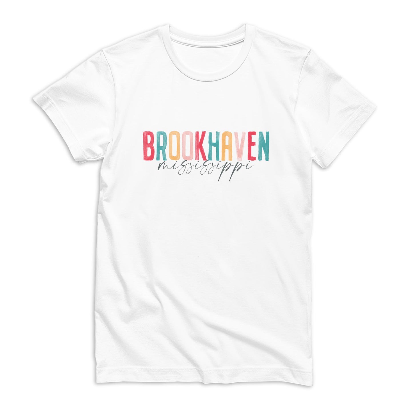 Bella Canvas T-Shirt White-Watercolor City Brookhaven Mississippi -0