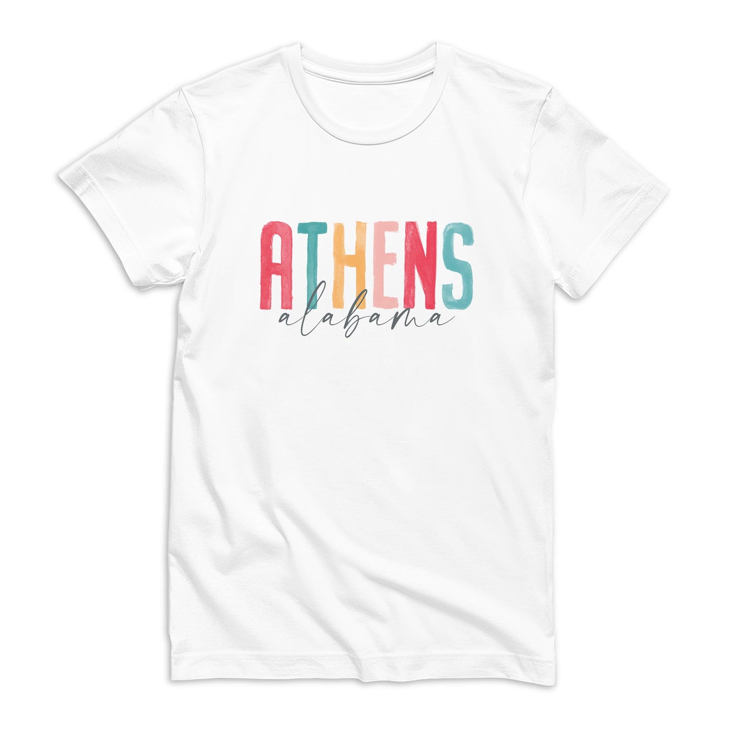 Bella Canvas T-Shirt White-Watercolor City Athens Alabama -0