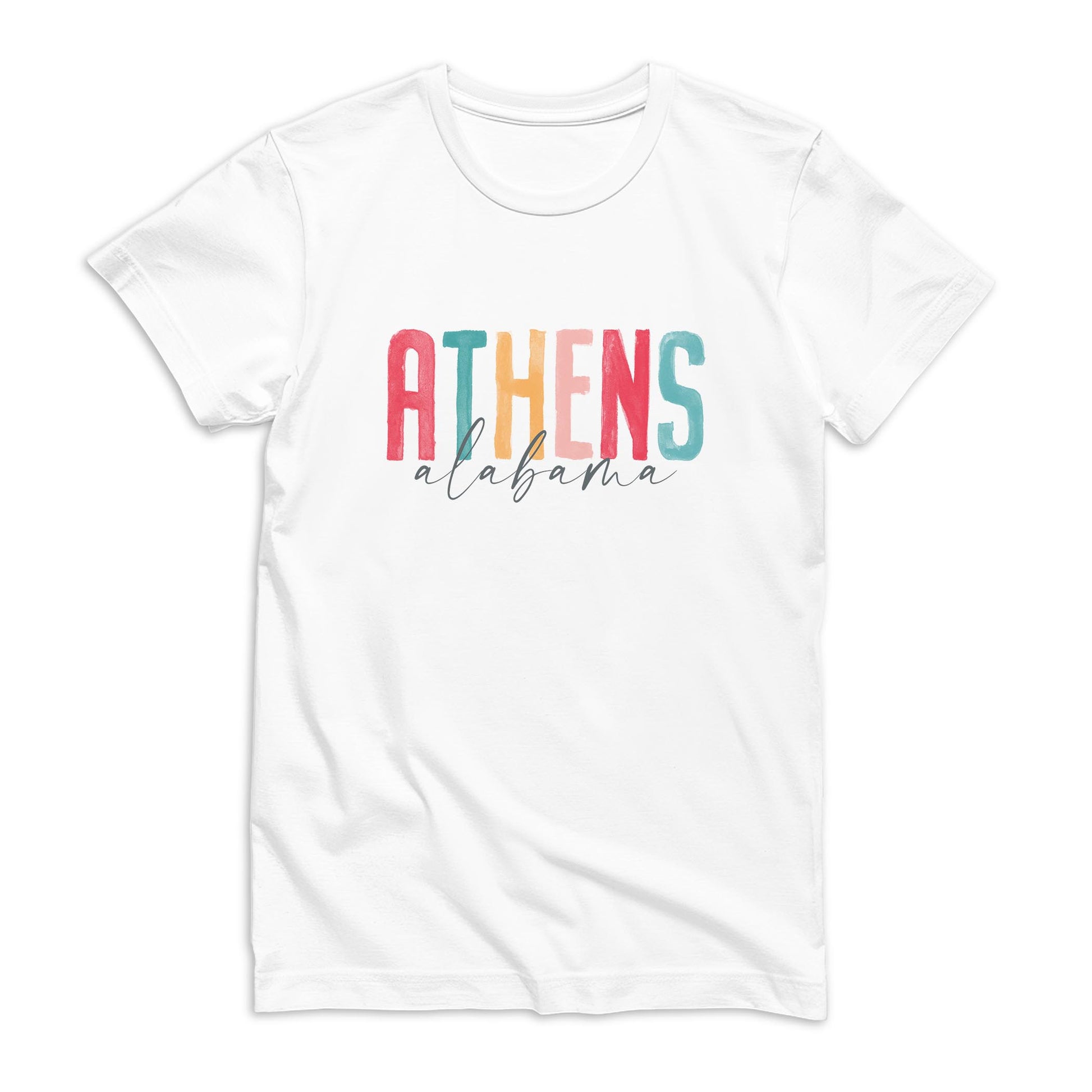 Bella Canvas T-Shirt White-Watercolor City Athens Alabama -0