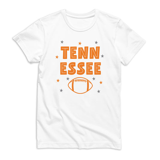 Bella Canvas T-Shirt White-Game Day Stars Tennessee Football Orange & Grey