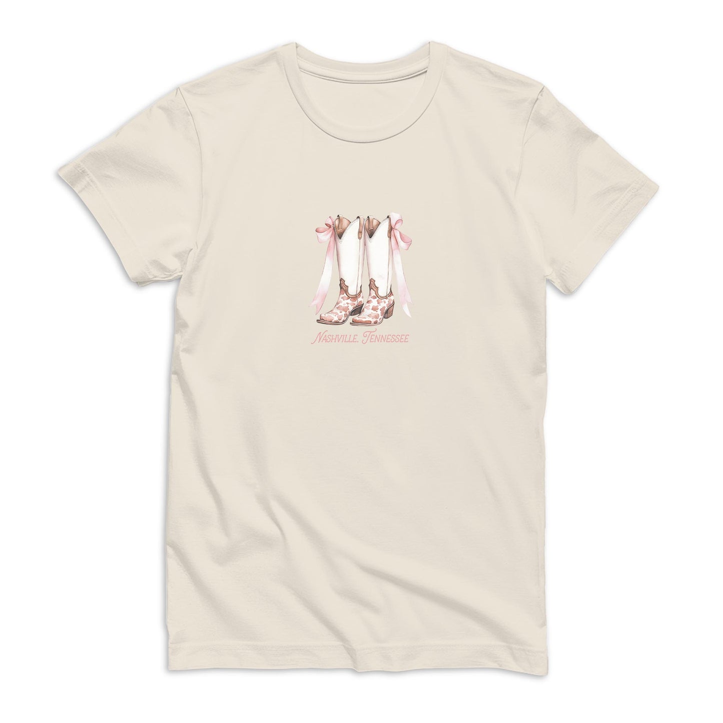 BELLA+CANVAS®  T-Shirt Dust-Love+Local Coquette Cowgirl Boots -0