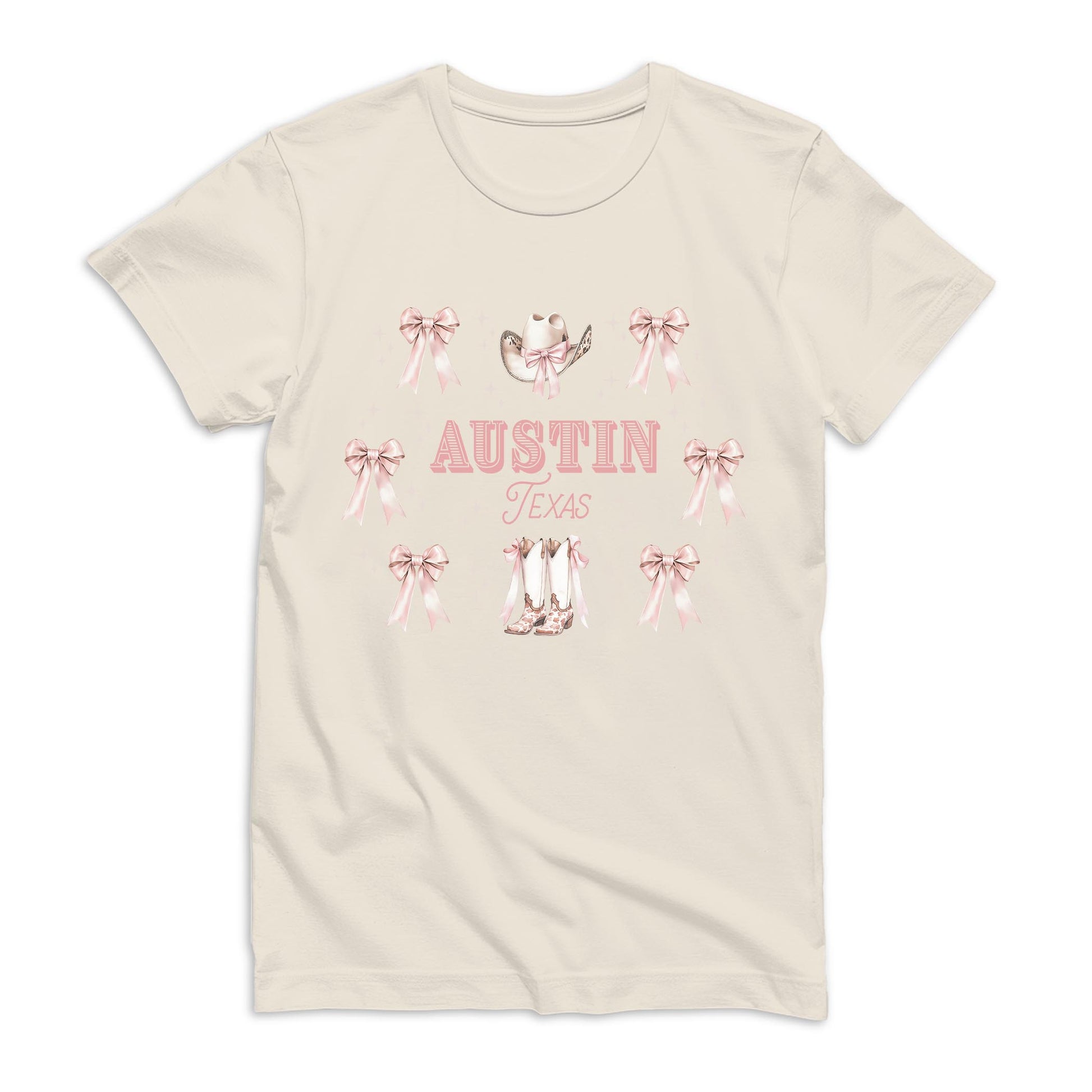 BELLA+CANVAS®  T-Shirt Dust-Love+Local Coquette Cowgirl Bow & Boots -0