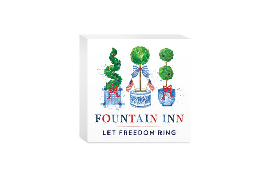 5x5 Wood Block-Let Freedom Ring Fountain Inn South Carolina -0