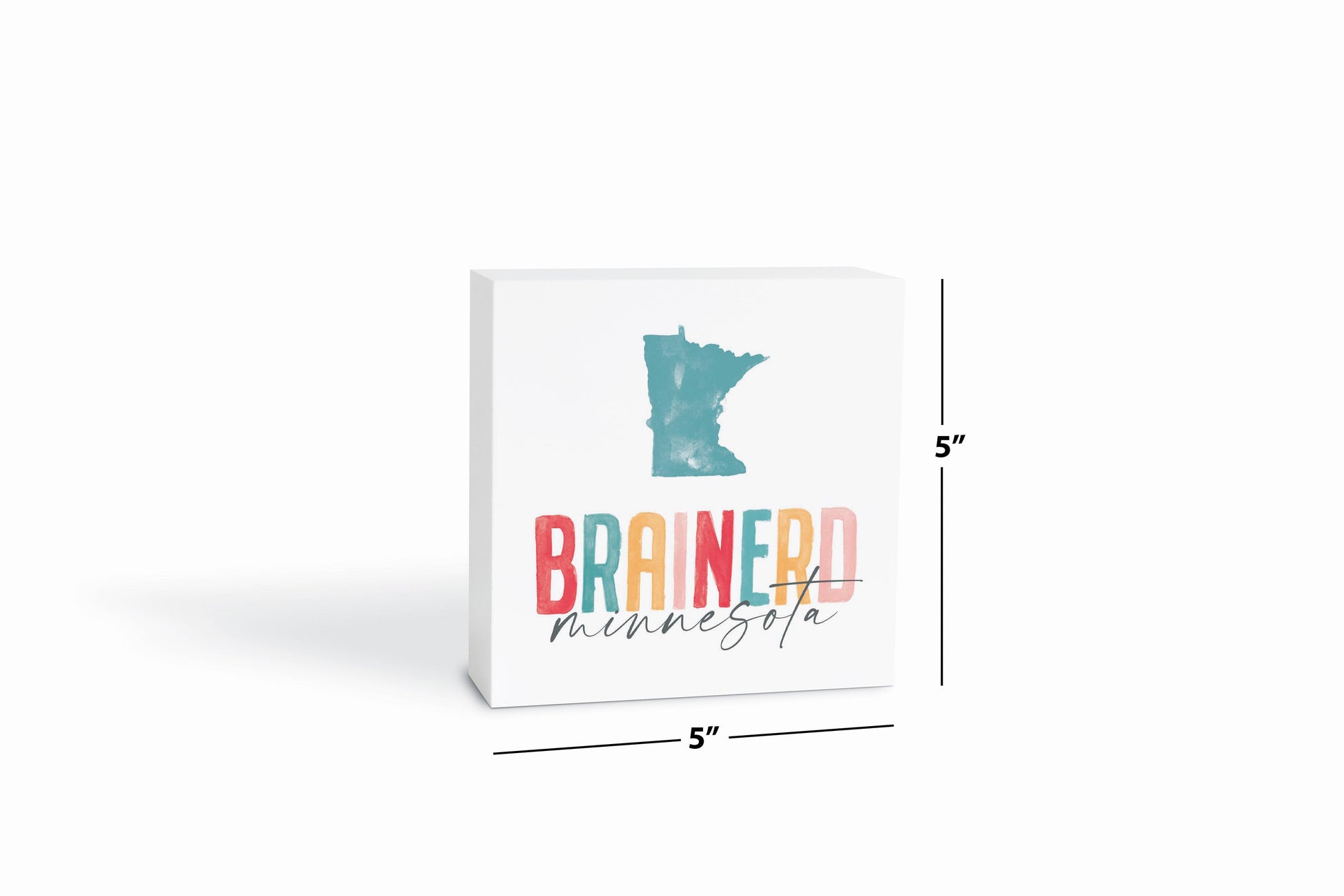 5x5 Wood Block-Watercolor City Brainerd Minnesota -6