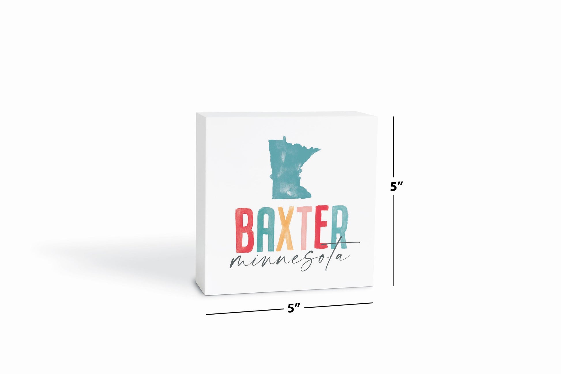 5x5 Wood Block-Watercolor City Baxter Minnesota -6