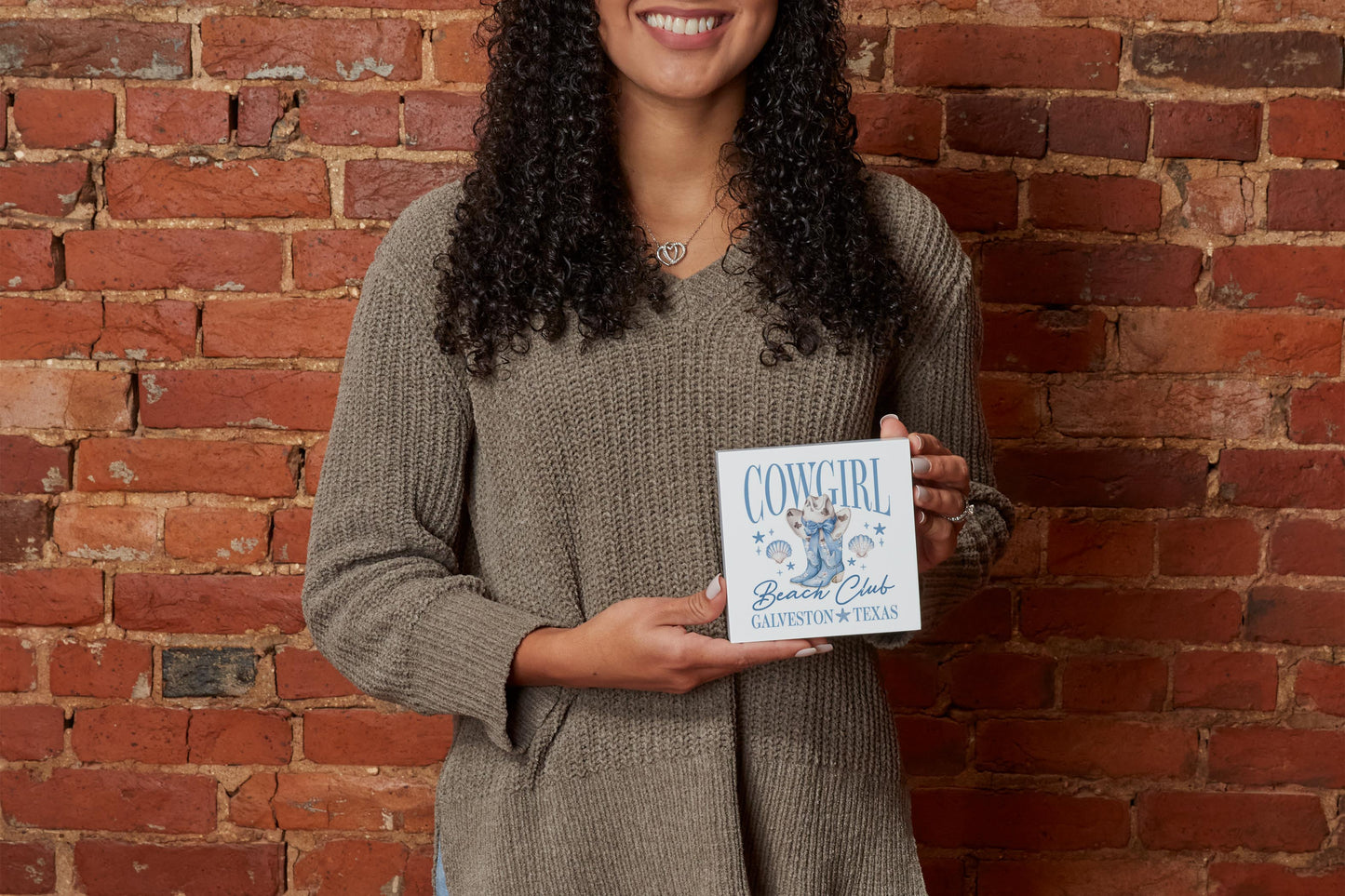 5x5 Wood Block-Love+Local Coastal Cowgirl -1