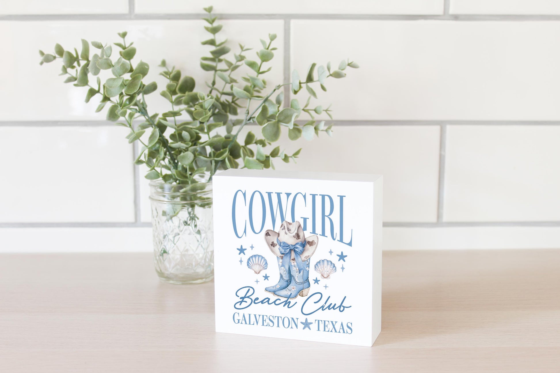 5x5 Wood Block-Love+Local Coastal Cowgirl -2