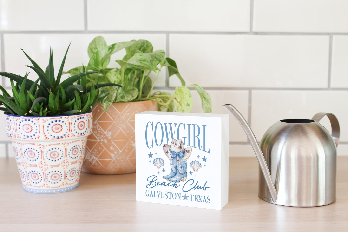 5x5 Wood Block-Love+Local Coastal Cowgirl -4