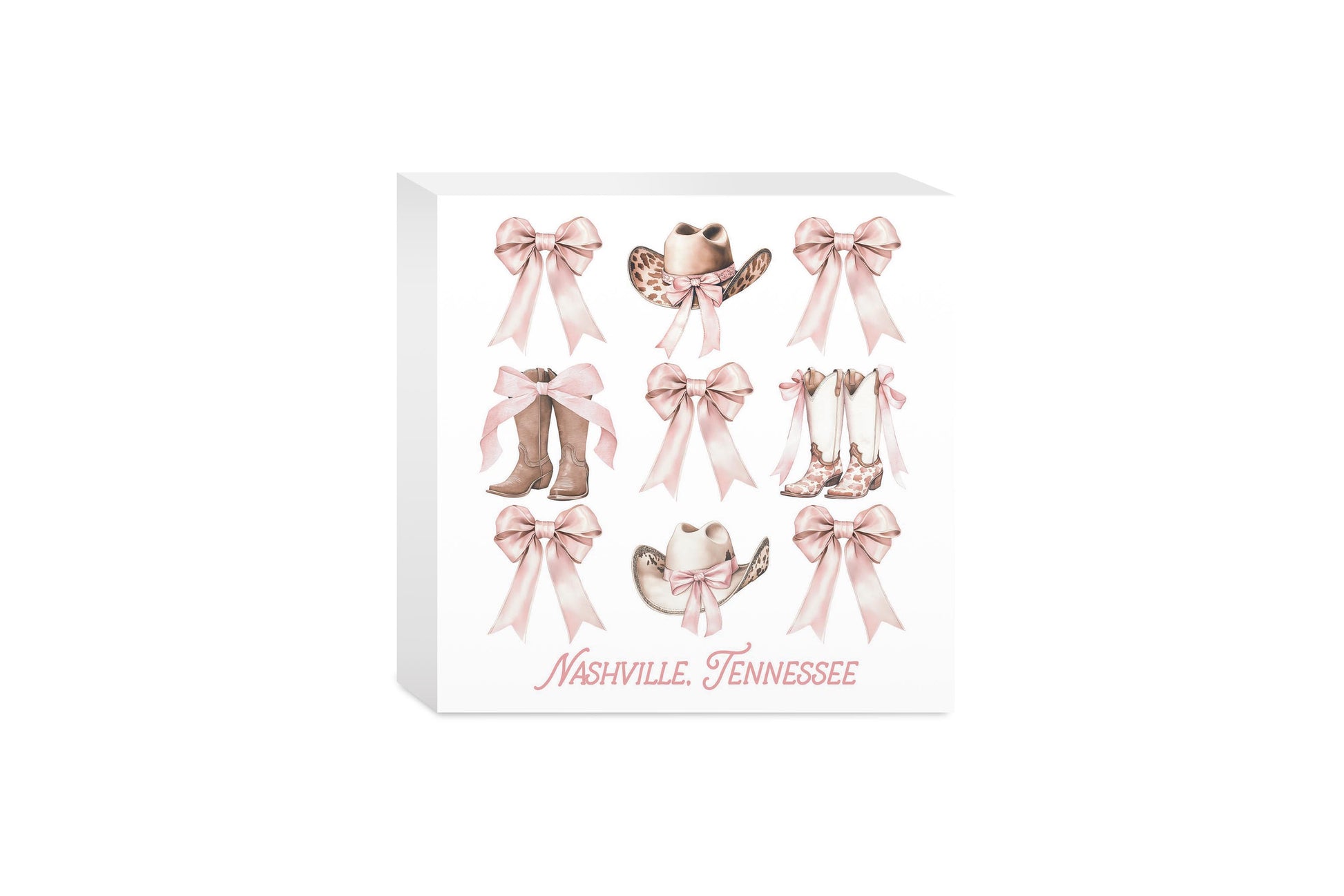 5x5 Wood Block-Love+Local Coquette Cowgirl -0