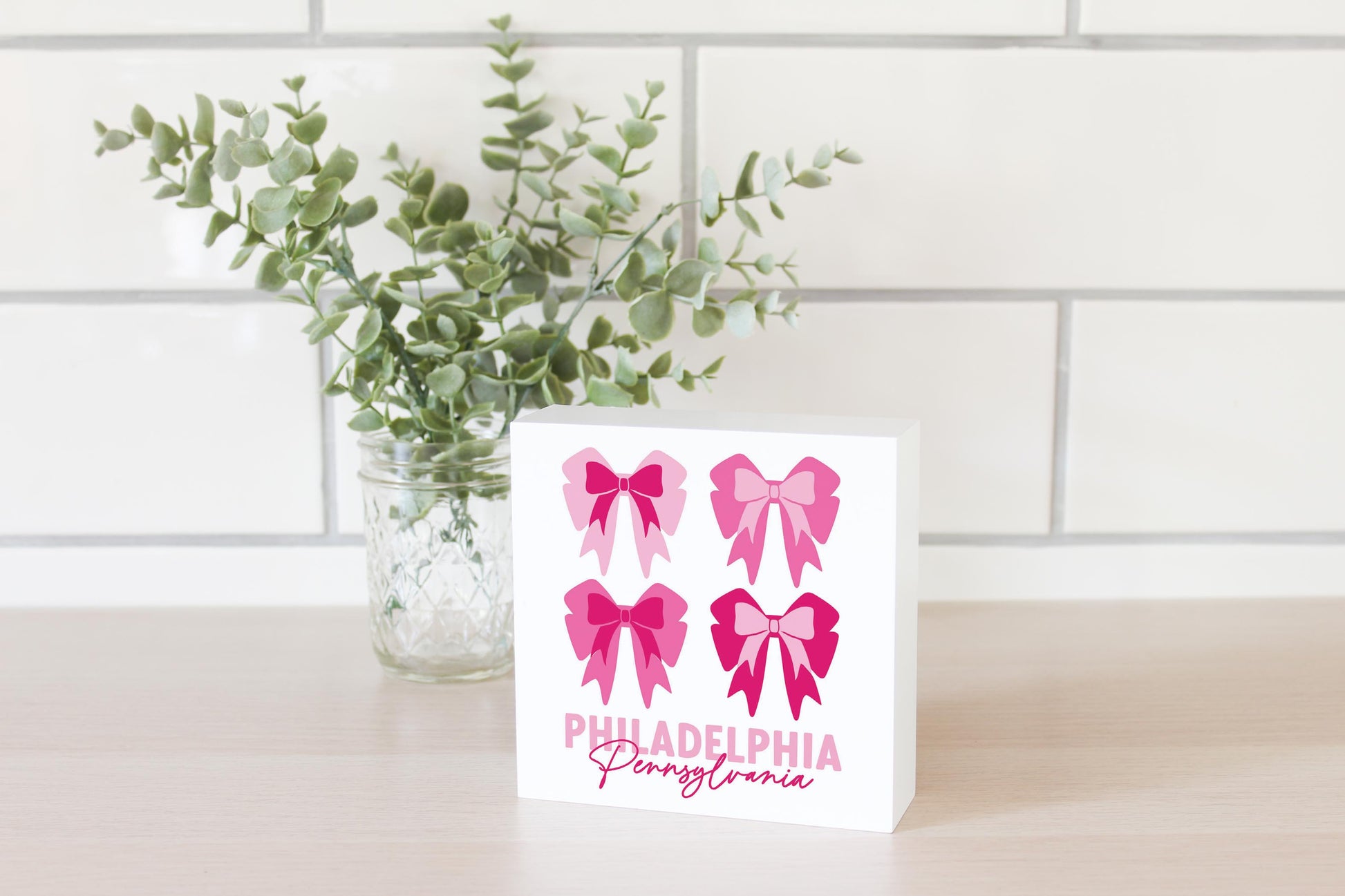 5x5 Wood Block-Love+Local Bonita Bows -2