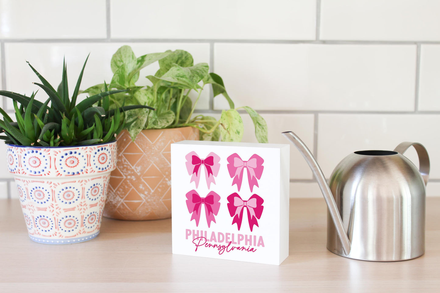 5x5 Wood Block-Love+Local Bonita Bows -4