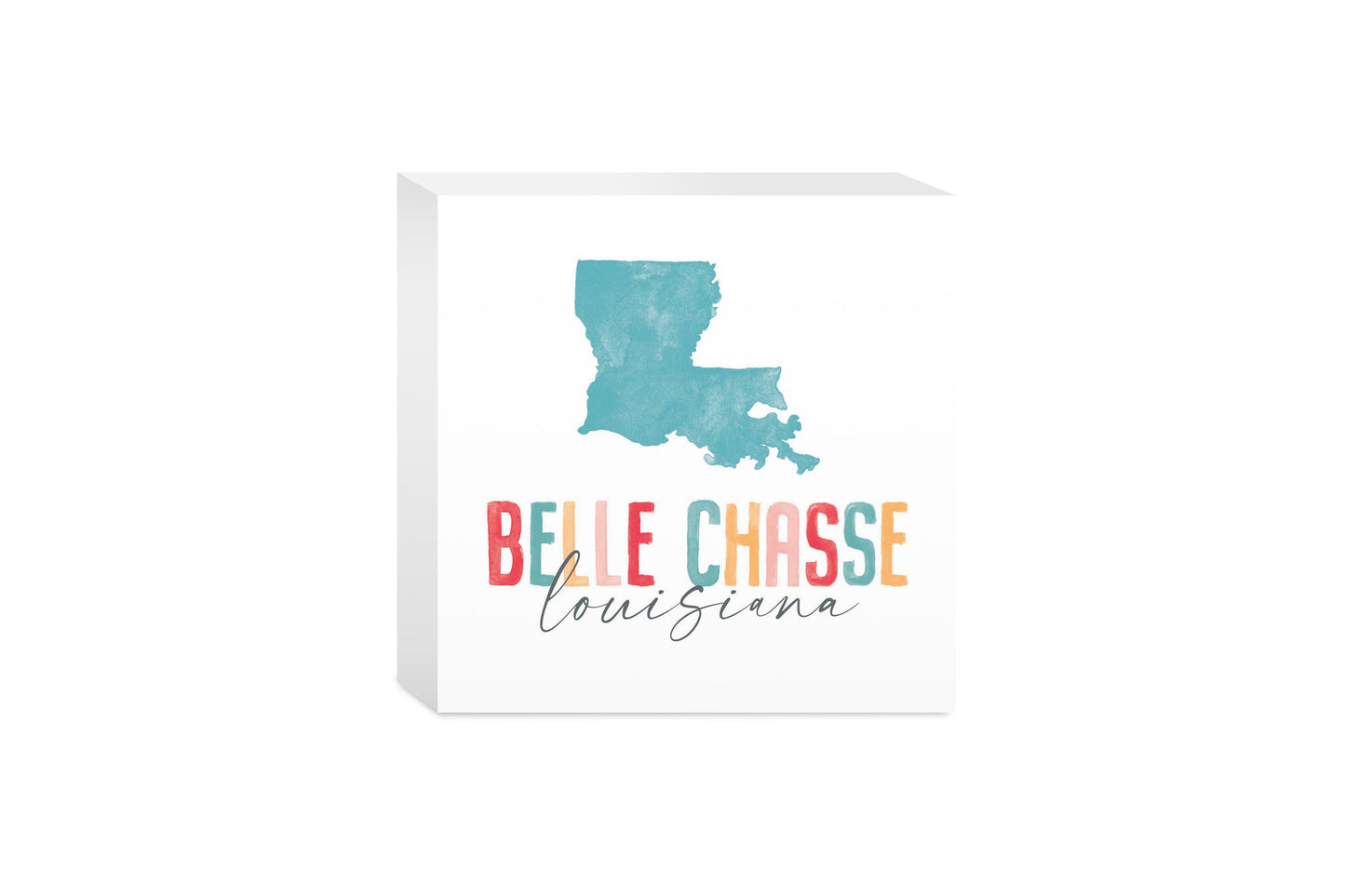 5x5 Wood Block-Watercolor City Belle Chasse Louisiana -0