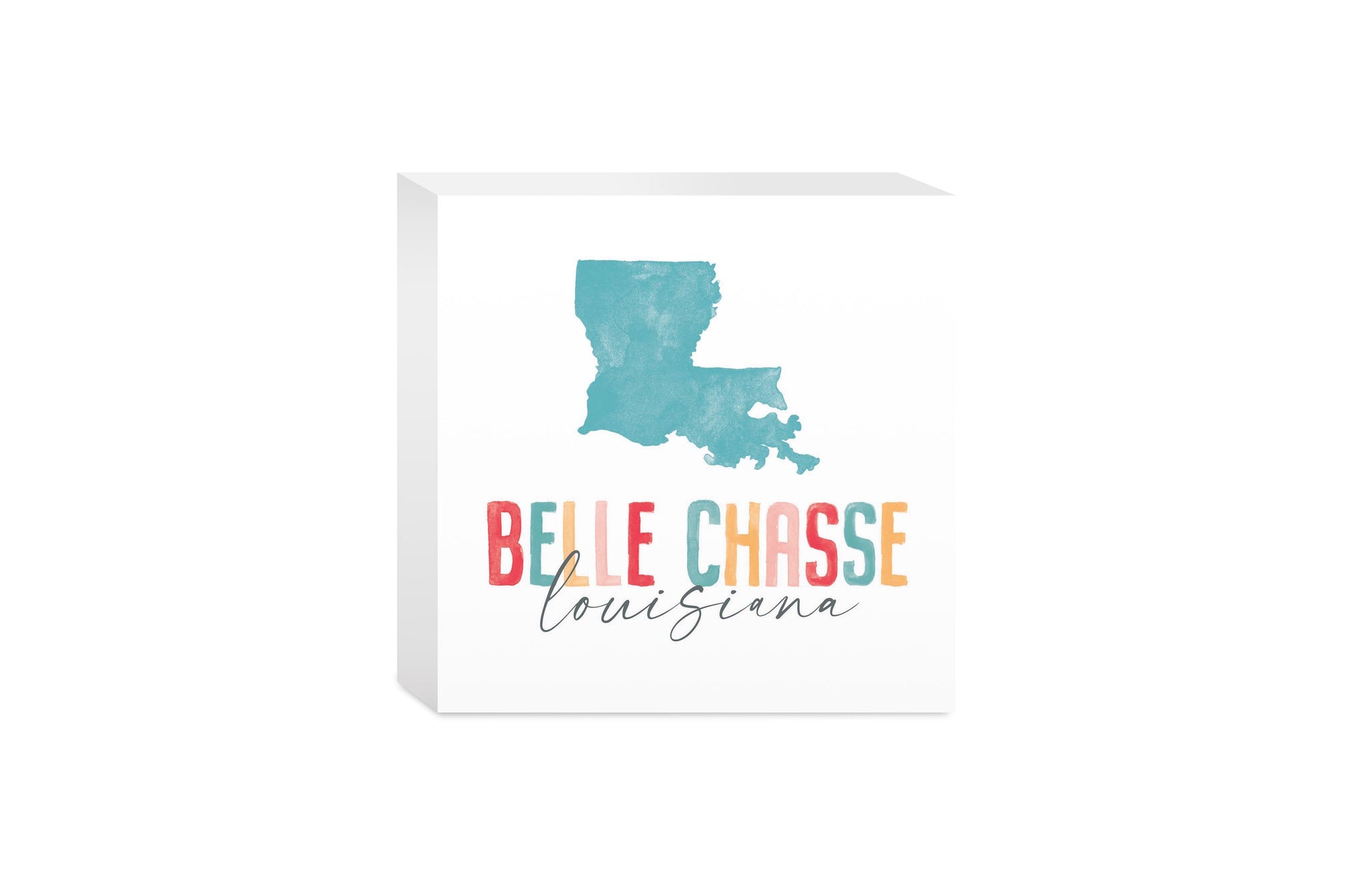 5x5 Wood Block-Watercolor City Belle Chasse Louisiana -0