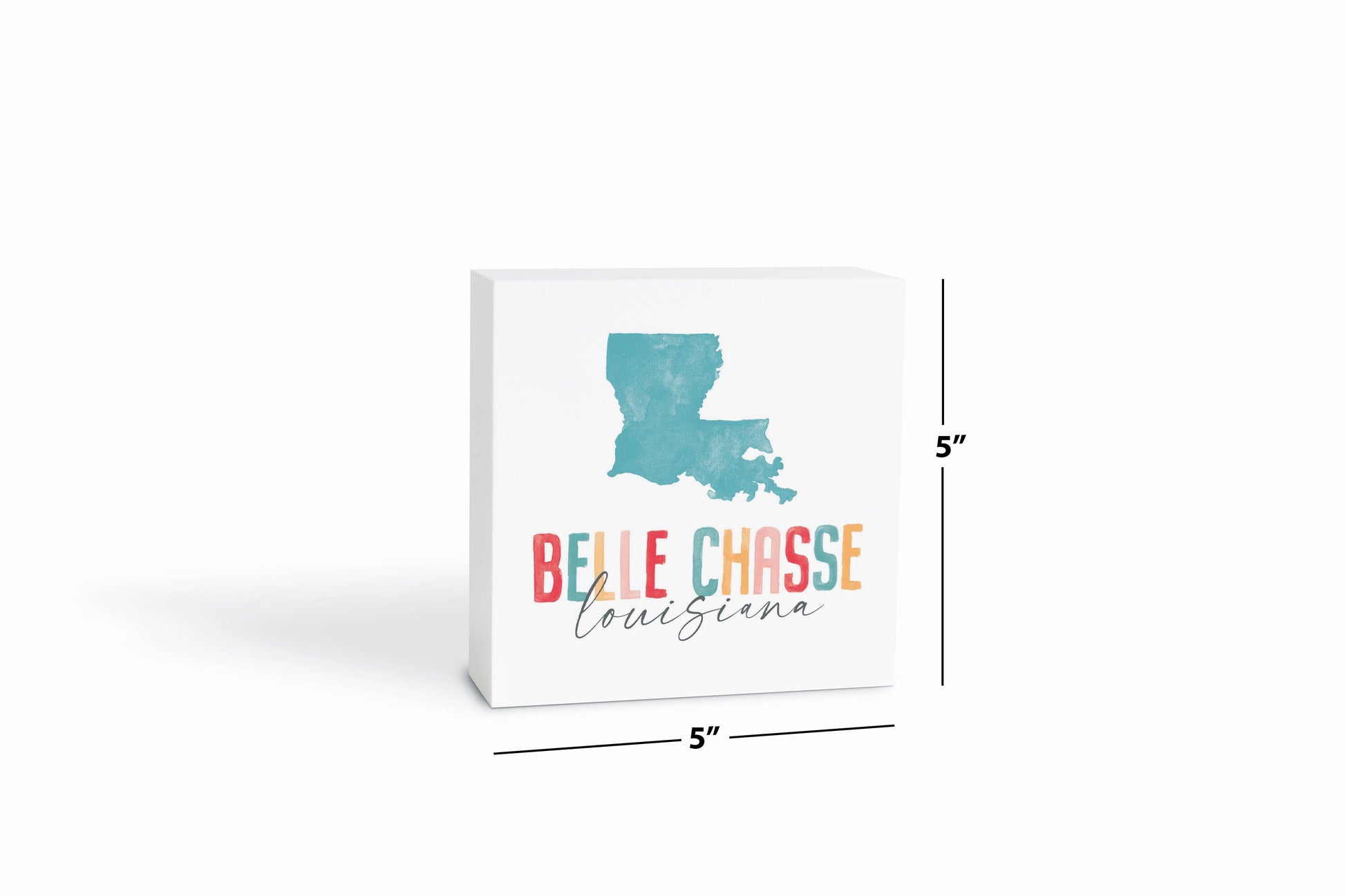 5x5 Wood Block-Watercolor City Belle Chasse Louisiana -6