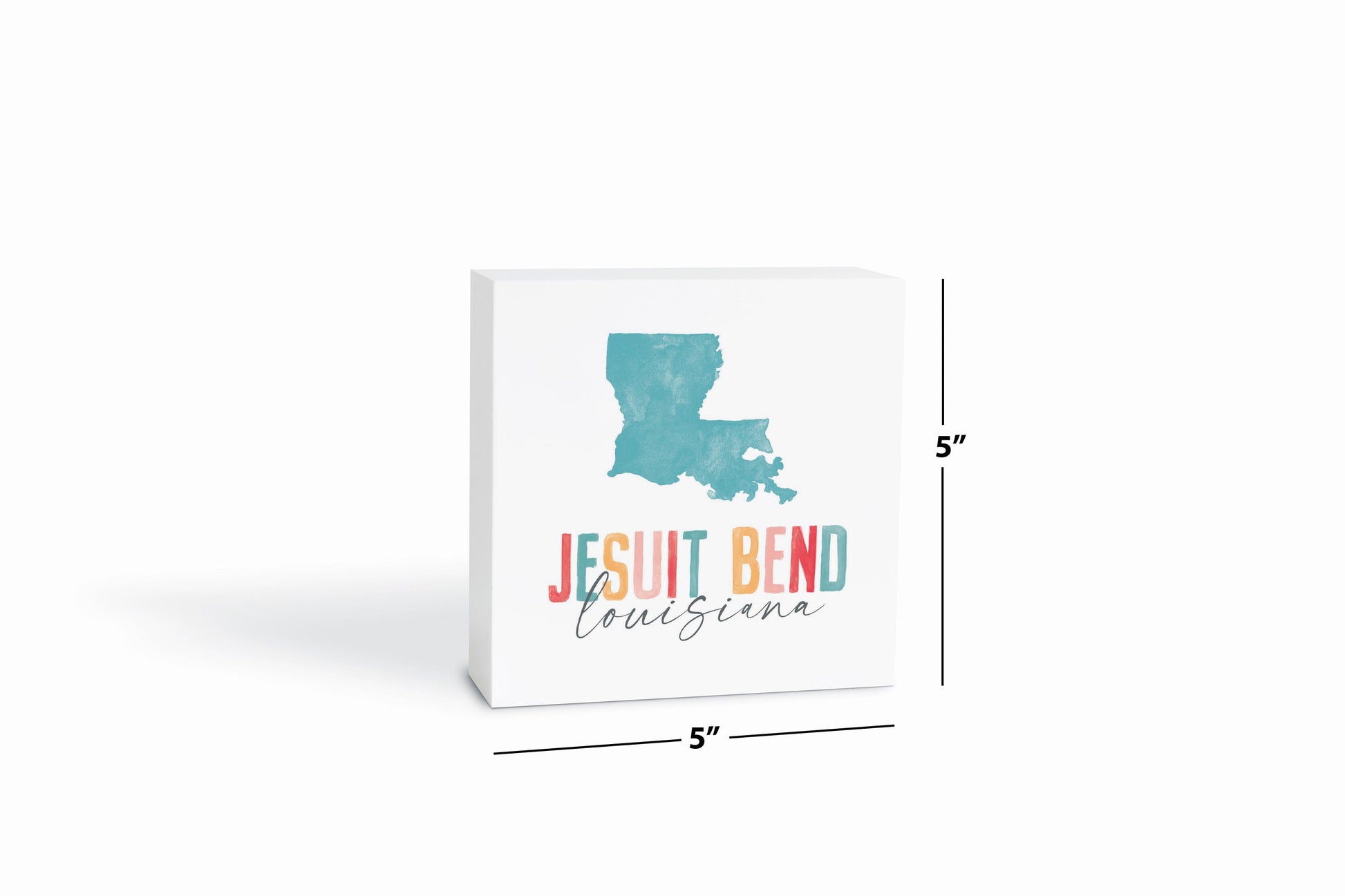 5x5 Wood Block-Watercolor City Jesuit Bend Louisiana -6