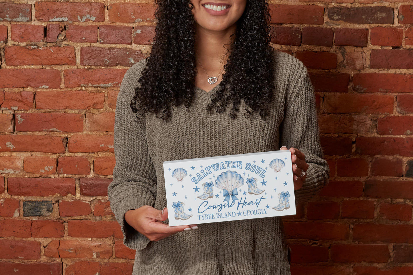 5x10 Wood Block Horizontal-Love+Local Coastal Cowgirl -1